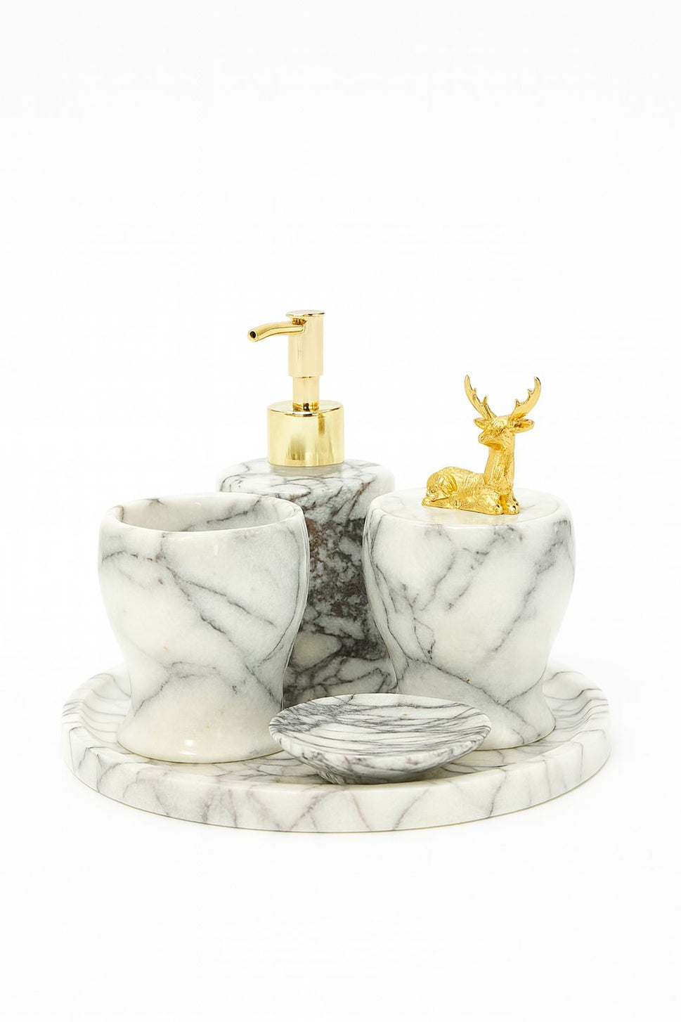 Calacatta Viola Marble Bathroom Set with Round Tray