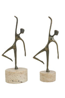 Switch Brass Dancer Figurines on Travertine Bases – handcrafted natural stone, view 3 3 image
