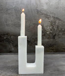 Switch U-Shape Stone Double Candle Holder – handcrafted natural white marble, view 3 3 image