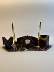 Rosso Levanto Marble Desk Set with Pen Holders