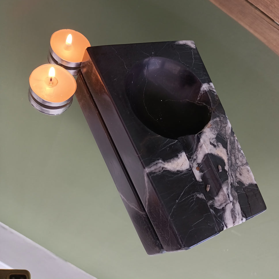 Black Marble Rectangular Cigar Ashtray