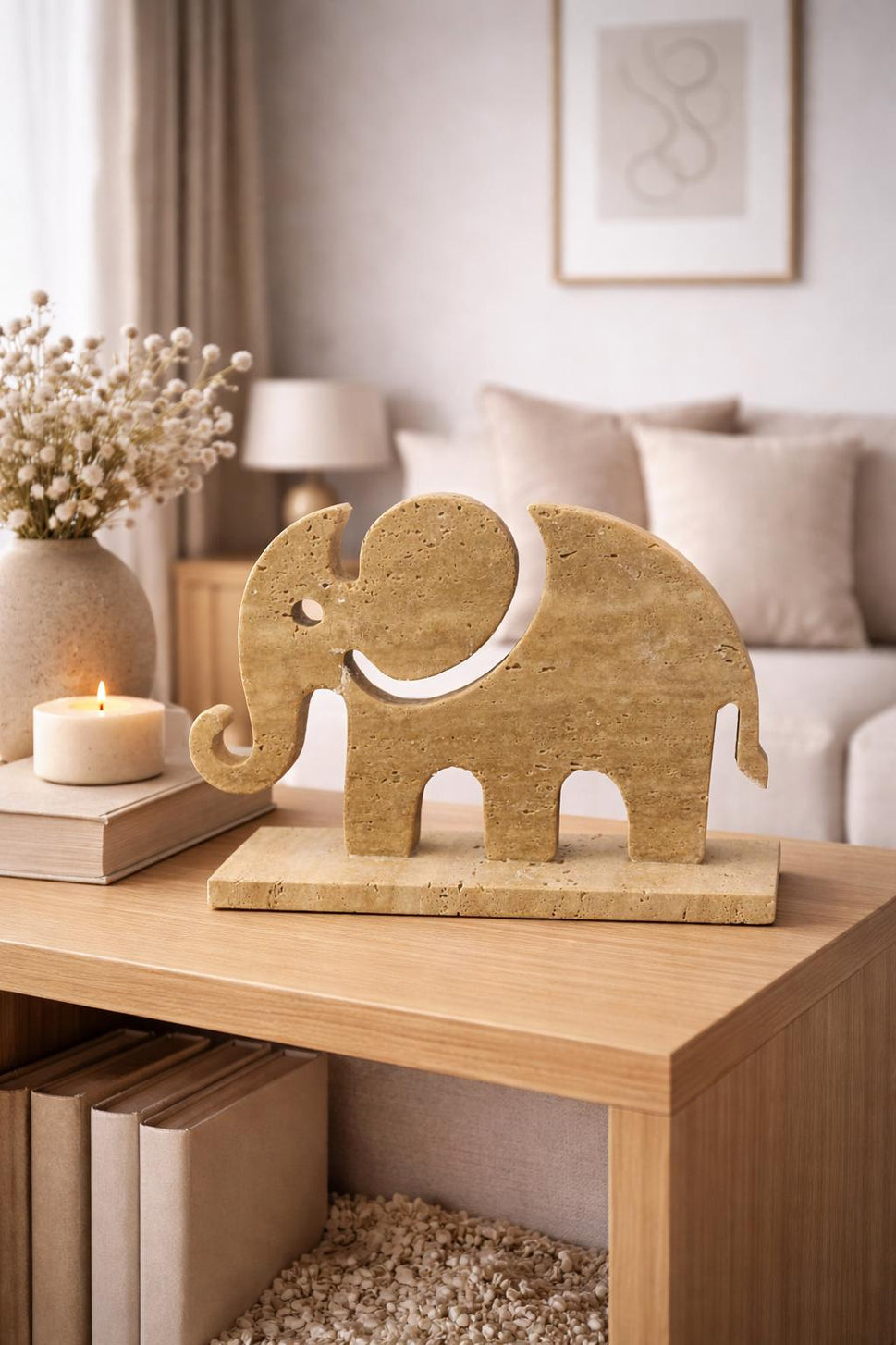 Travertine Elephant Sculpture