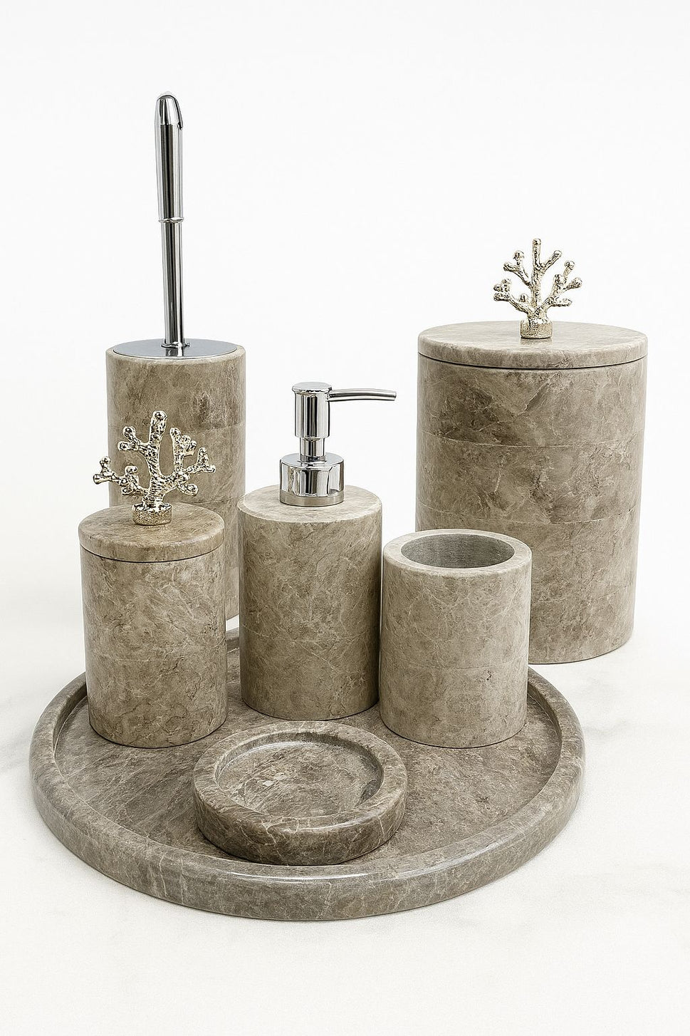 Silver Travertine 6-Piece Bathroom Set