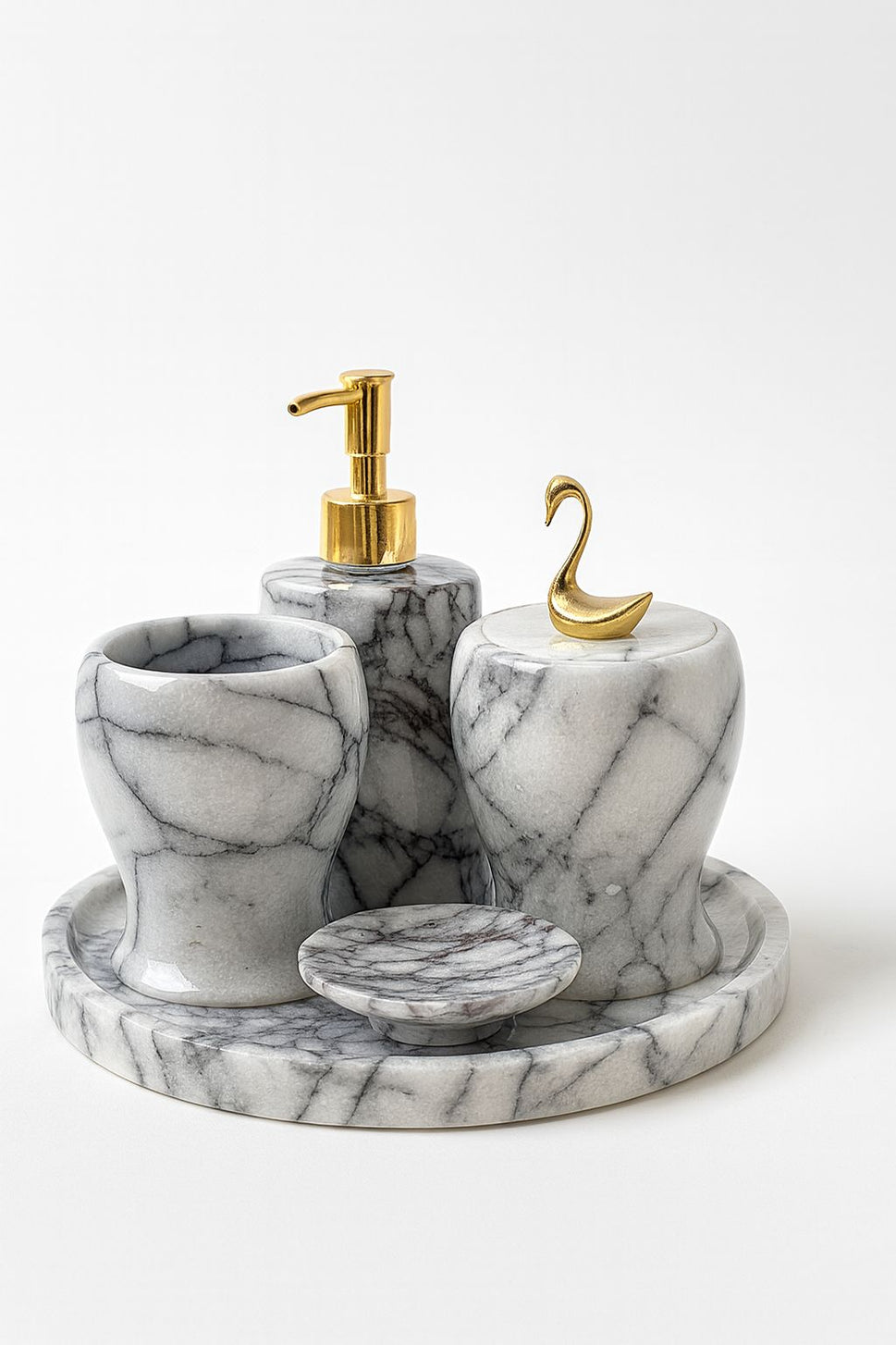 Calacatta Viola Marble Bathroom Set with Round Tray