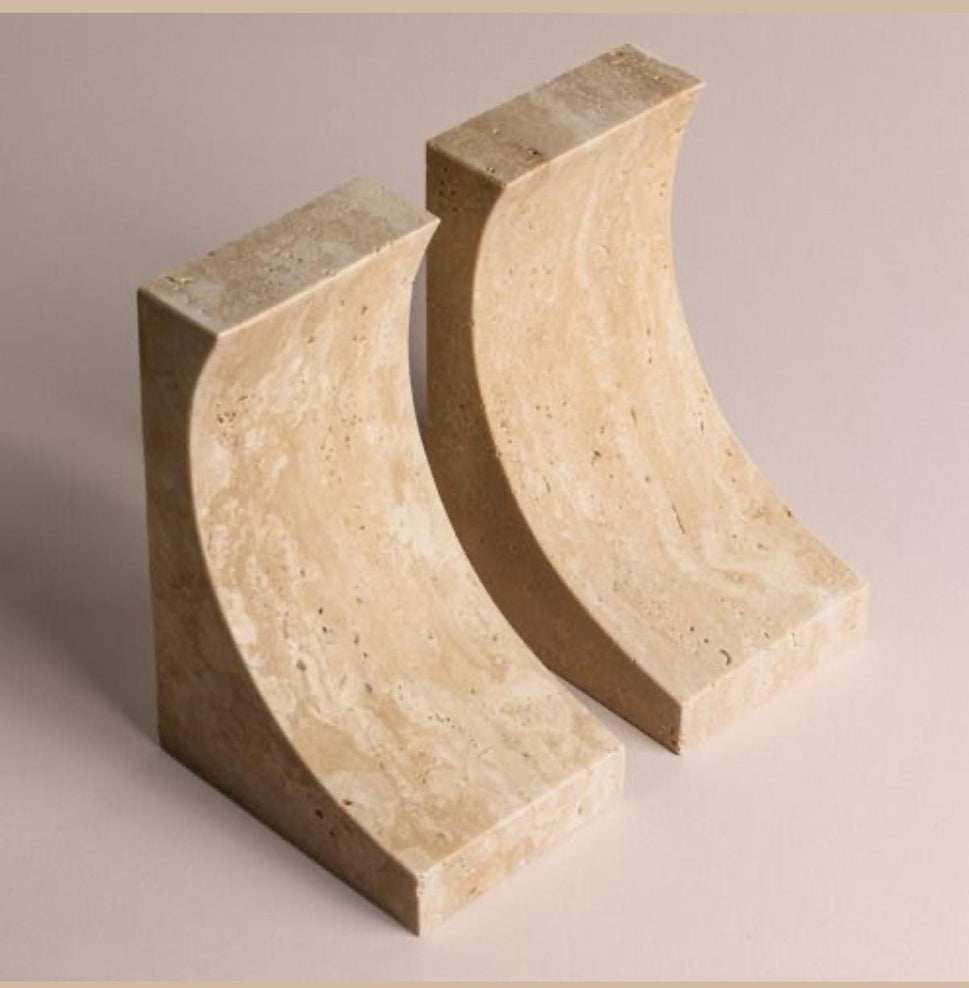 Curved Travertine Bookends