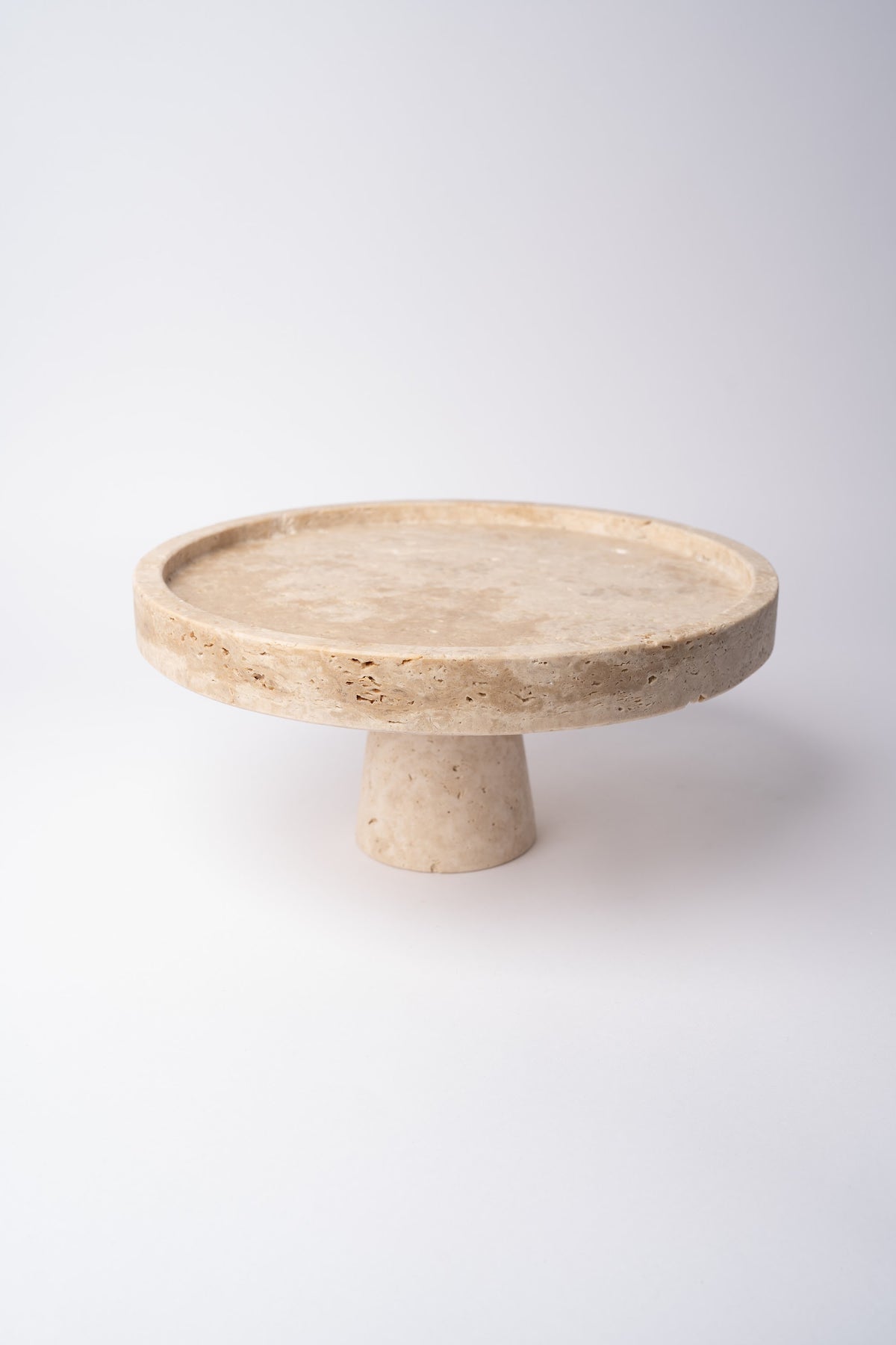 Travertine Pedestal Cake Stand – handcrafted natural beige travertine, view 5