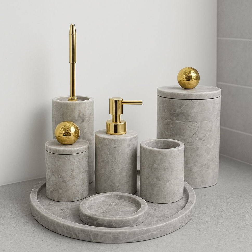 Silver Travertine 6-Piece Bathroom Set