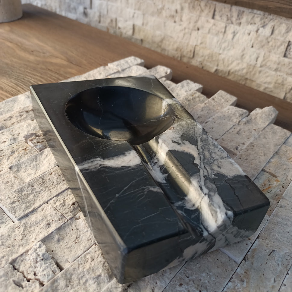 Black Marble Rectangular Cigar Ashtray