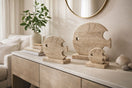 Switch Travertine Fish Family Sculpture – handcrafted natural beige travertine, view 3 3 image