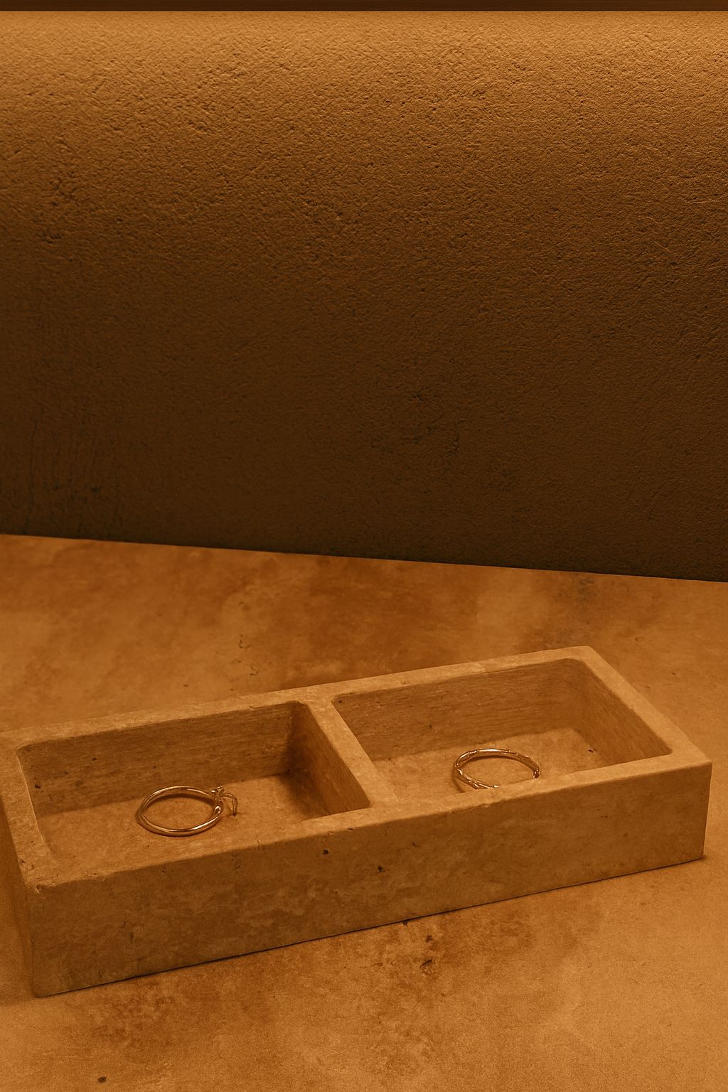 Travertine Two-Compartment Ring Dish