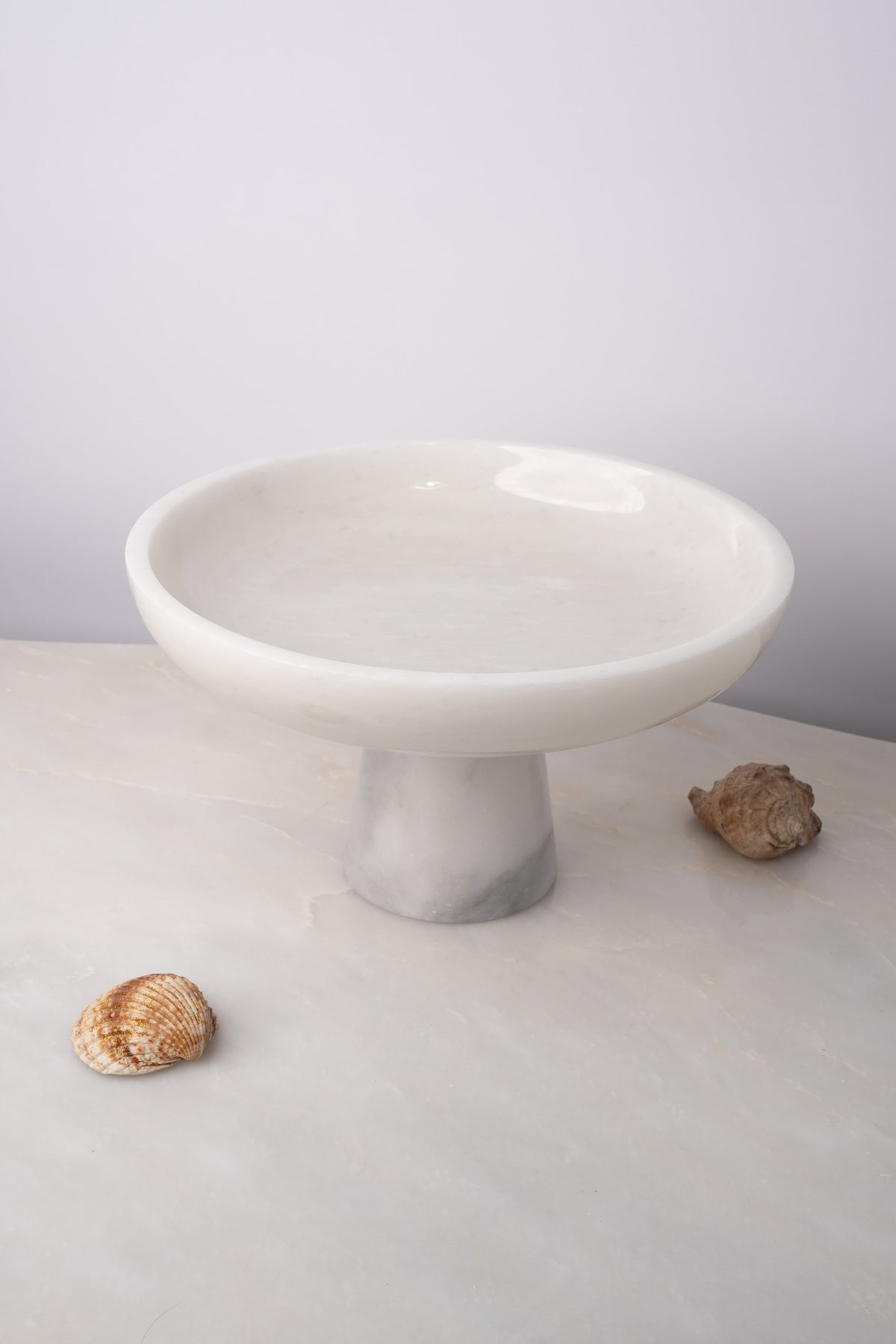 White Marble Pedestal Plate – handcrafted natural white marble