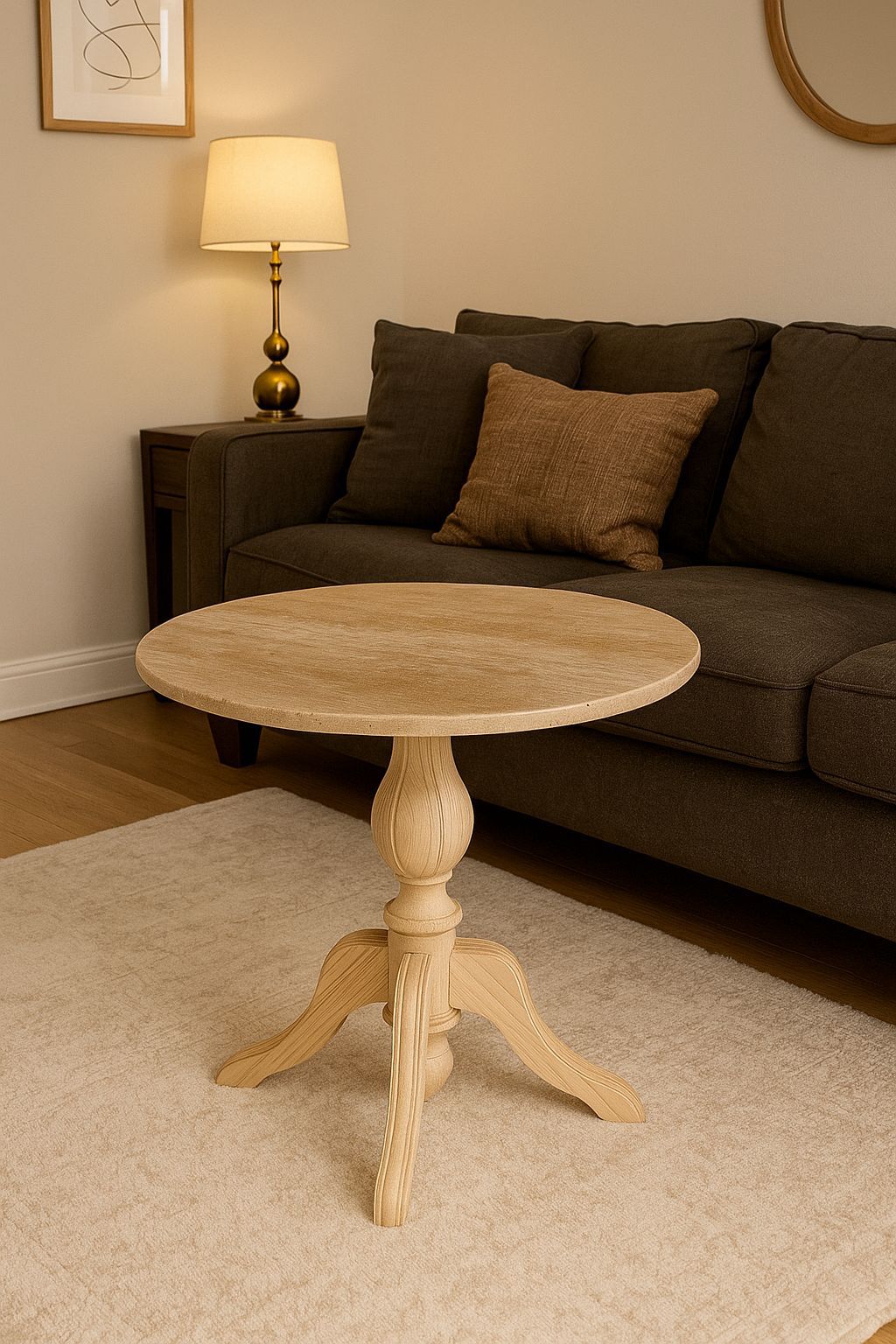 Classic Travertine Pedestal Side Table