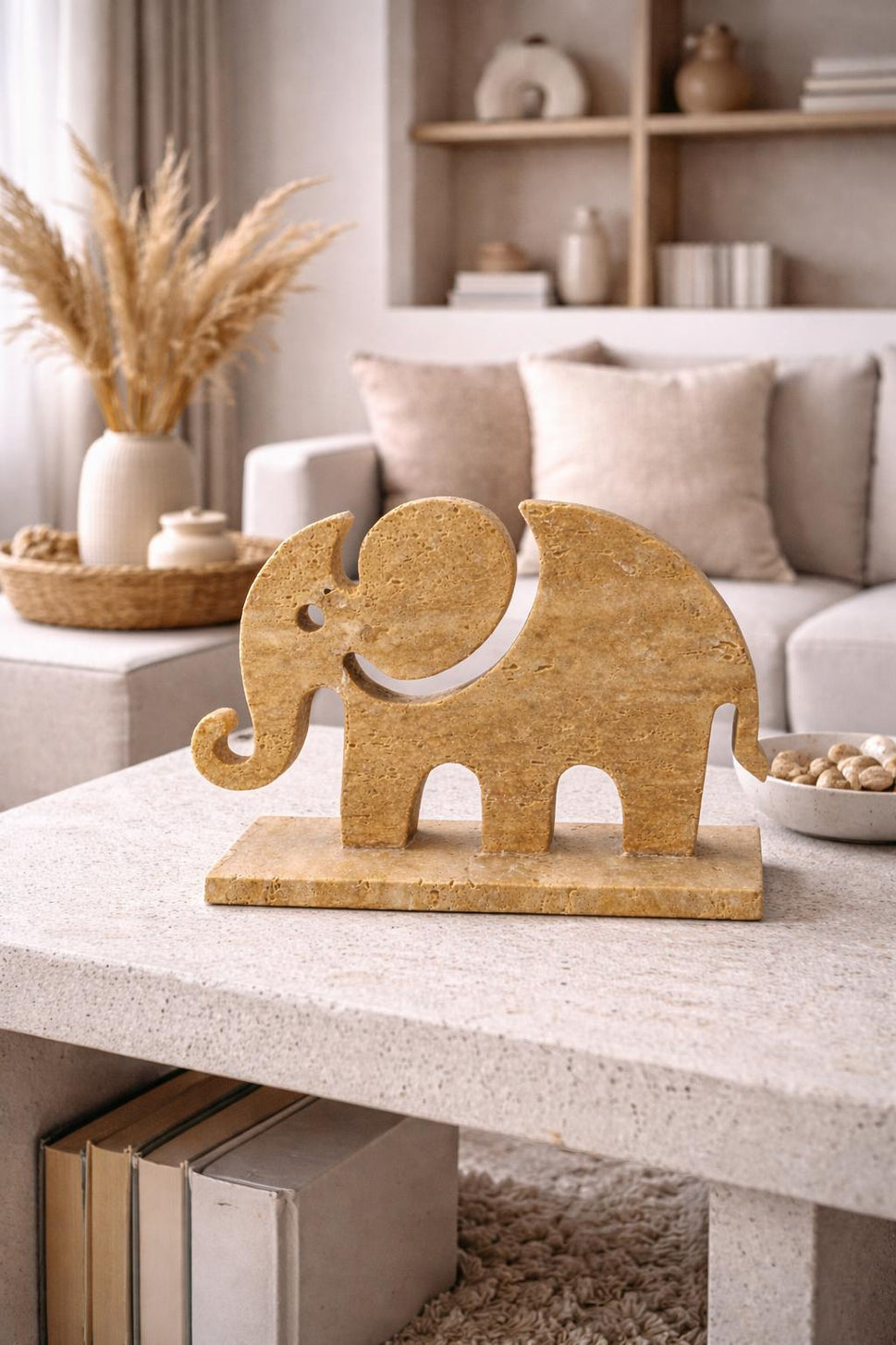 Travertine Elephant Sculpture