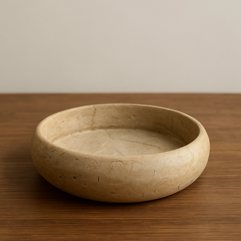 Travertine Round Low Bowl