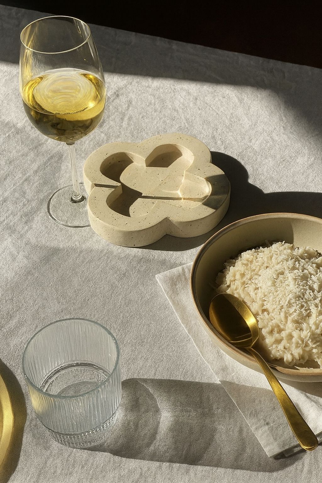 Clover Travertine Trinket Dish