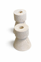 Switch Hourglass Travertine Taper Candle Holders – handcrafted natural beige travertine, view 3 3 image