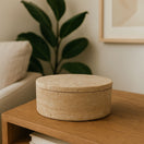Switch Round Travertine Lidded Box – handcrafted natural beige travertine, view 2 2 image