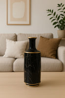 Switch Black Marble Bottle Vase with Gold Rim – handcrafted natural black marble, view 2 2 image