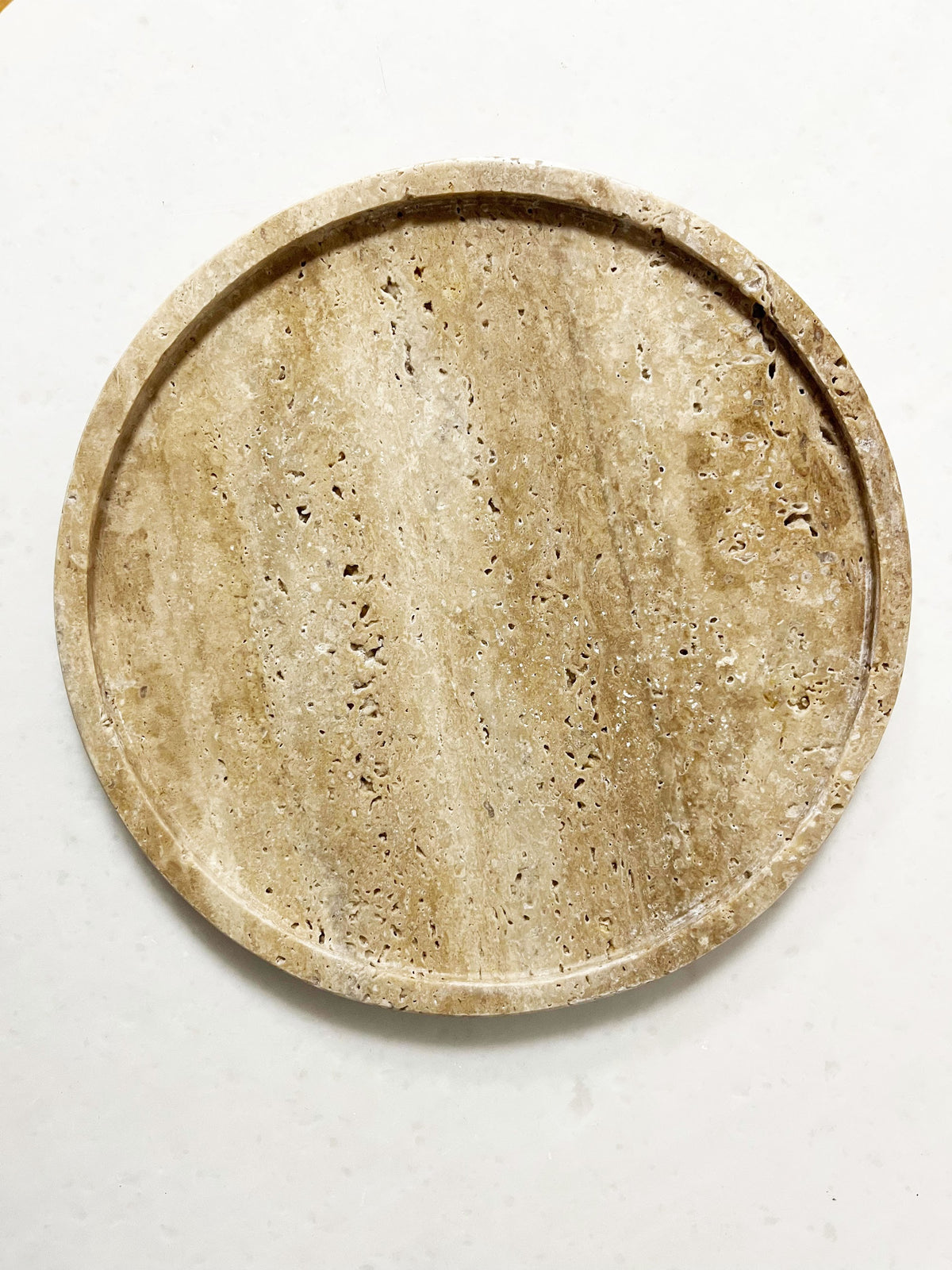 Round Travertine Serving Tray