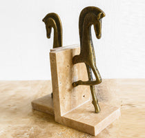 Brass Horse Travertine Bookend