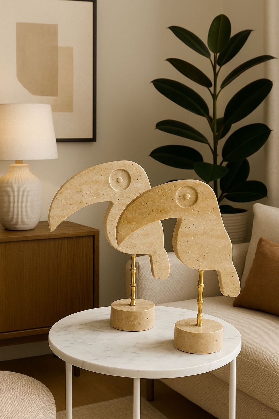 Travertine Toucan Sculpture