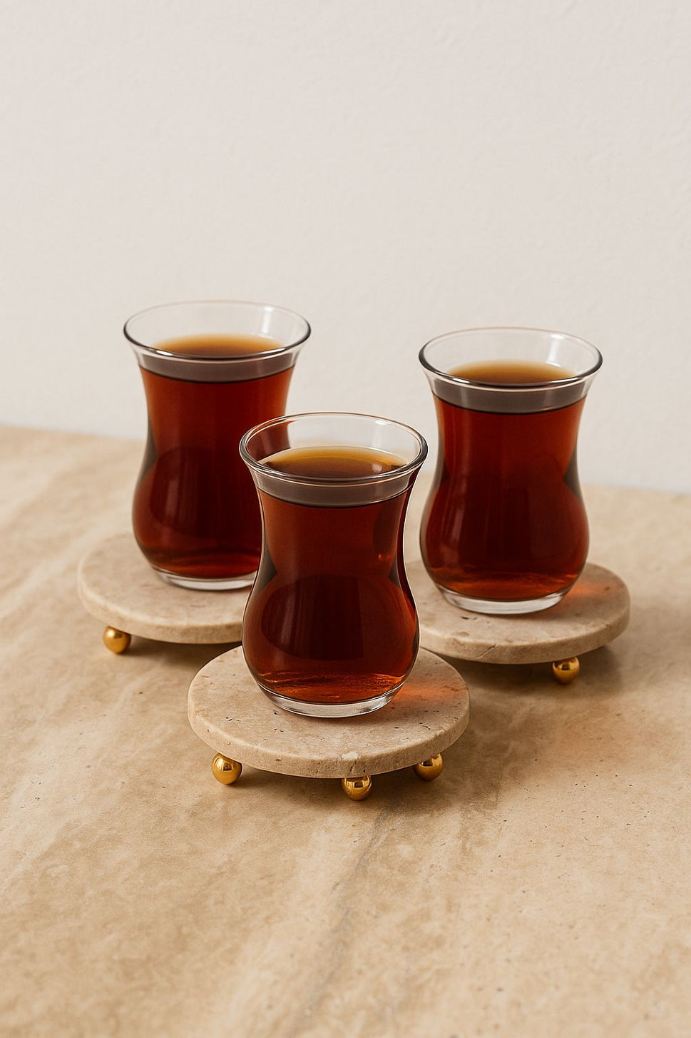 Travertine Coasters with Gold Feet