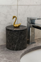 Switch Black Marble Canister with Gold Swan Lid – handcrafted natural stone, view 2 2 image