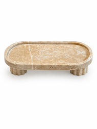 Travertine Oval Tray with Fluted Feet