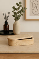 Switch Travertine Oval Lidded Box – handcrafted natural beige travertine, view 2 2 image