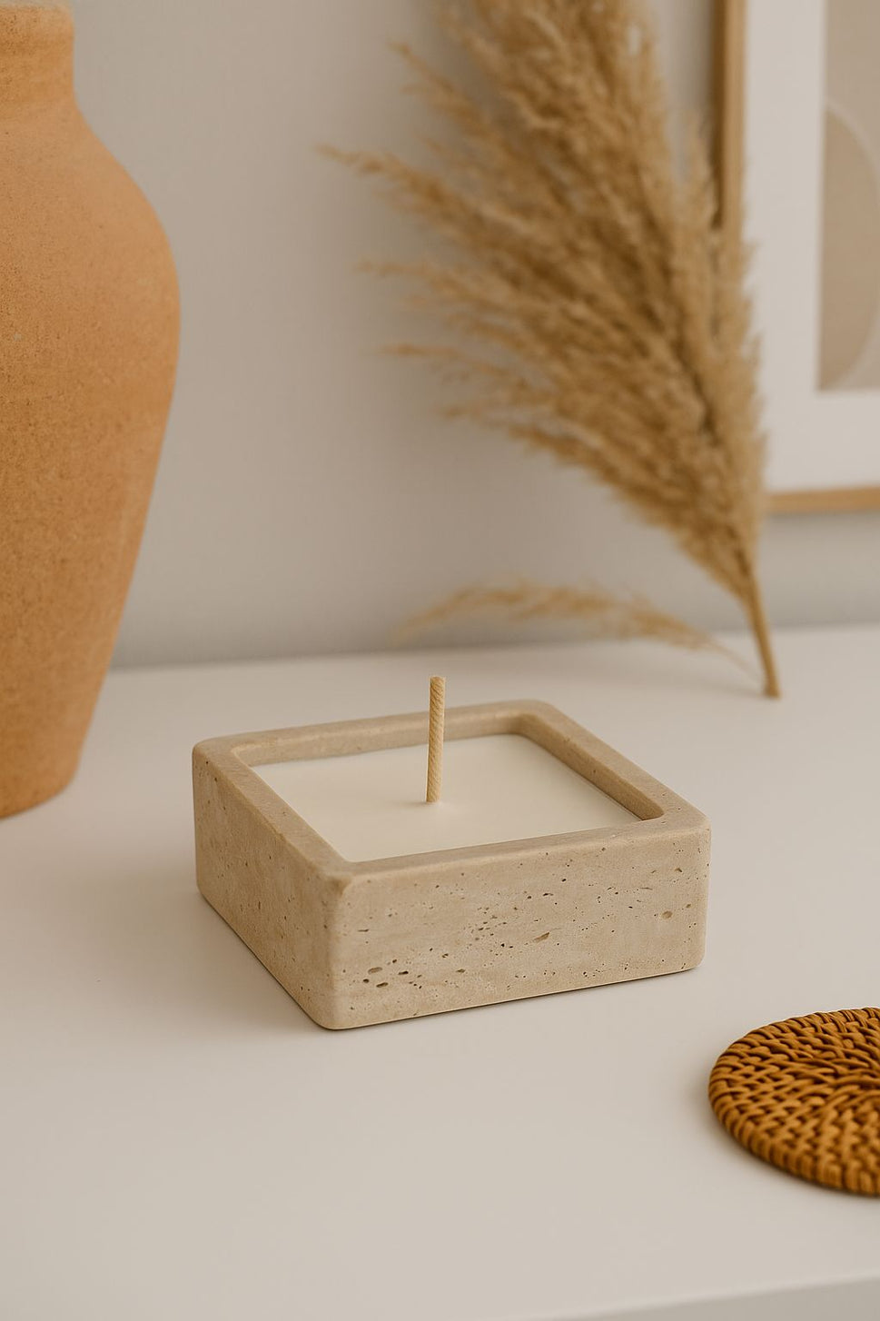 Travertine Candle Vessel