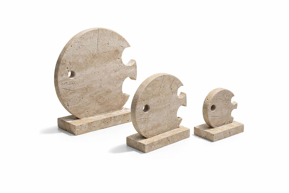 Travertine Fish Family Sculpture