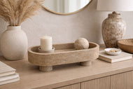 Oval Footed Travertine Tray Bowl