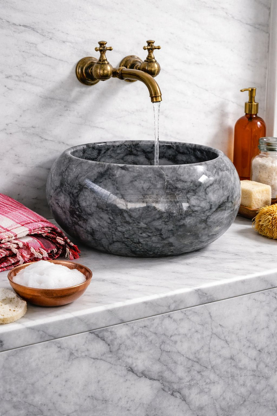 Grey Marble River Rock Vessel Sink