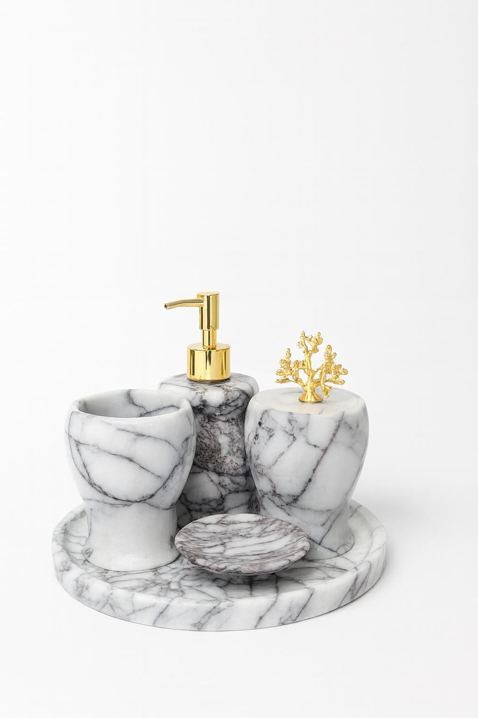 Calacatta Viola Marble Bathroom Set with Round Tray