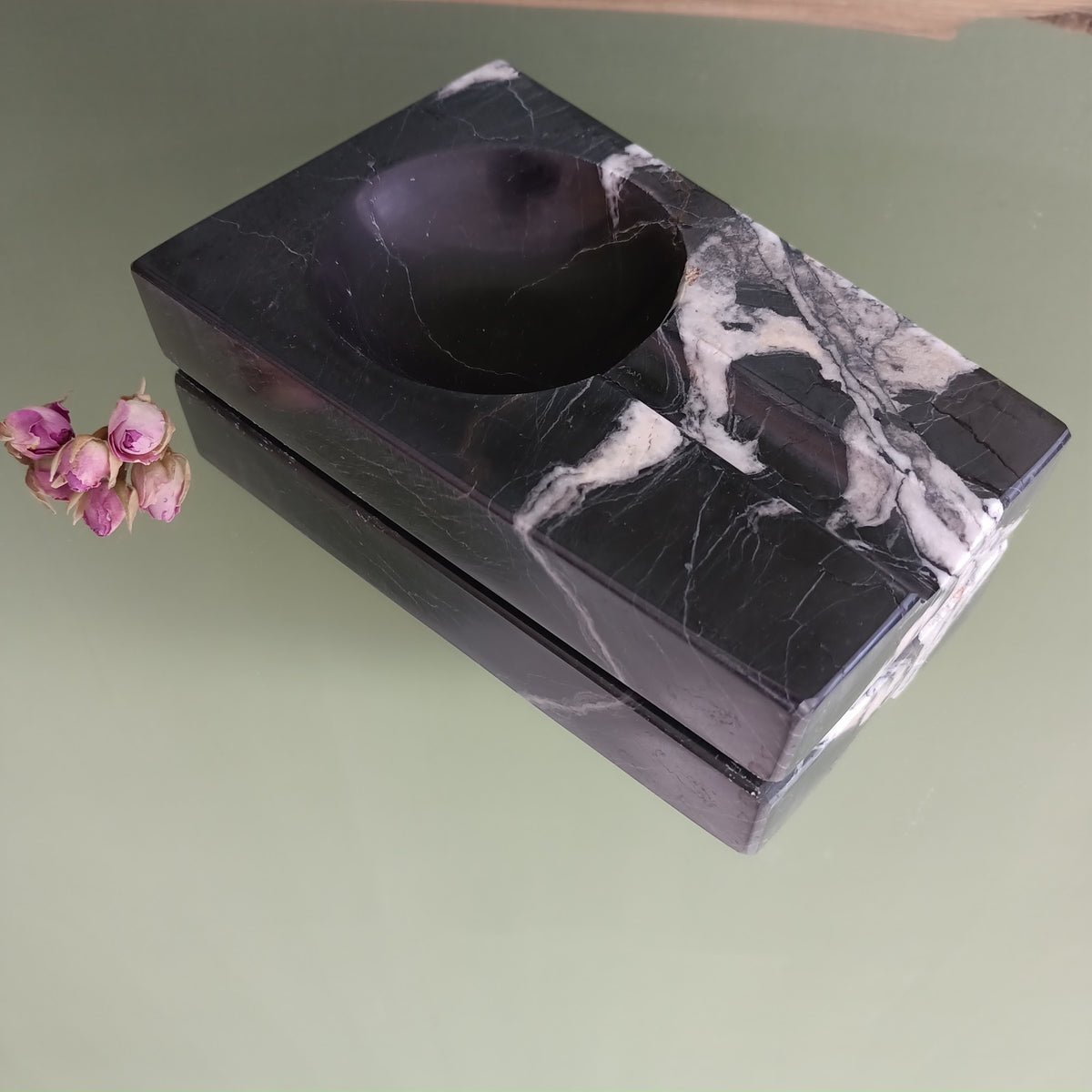 Black Marble Rectangular Cigar Ashtray