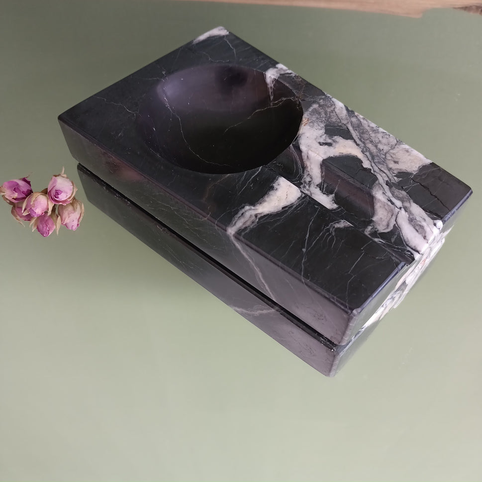 Black Marble Rectangular Cigar Ashtray