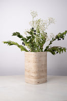 Switch Cylinder Travertine Vase – handcrafted natural beige travertine, view 2 2 image