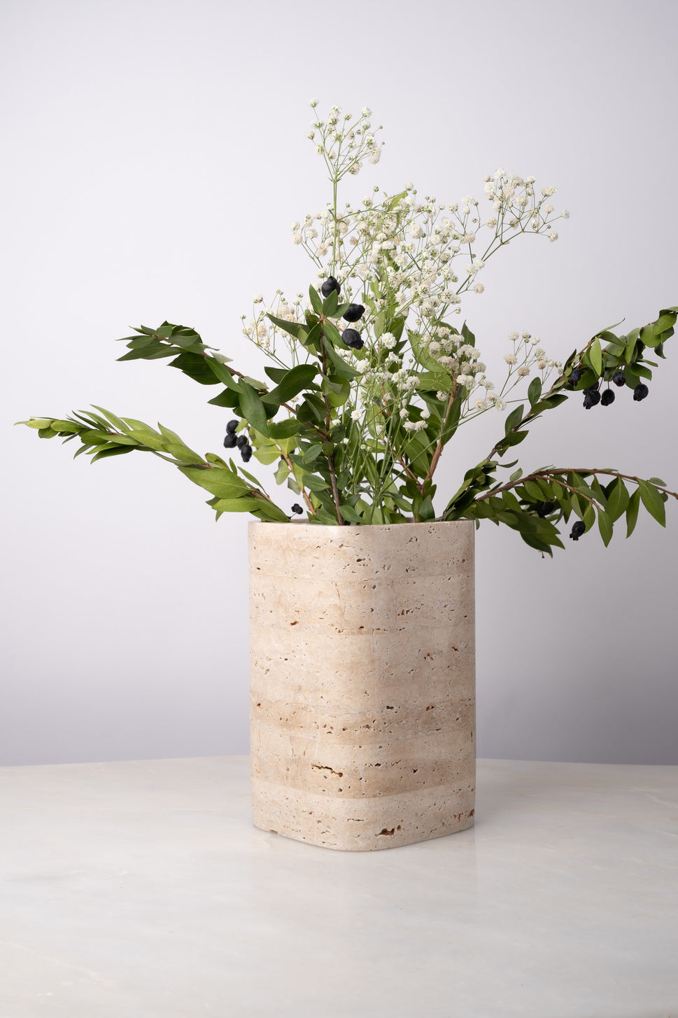 Cylinder Travertine Vase