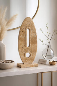 Travertine Oval Totem Sculpture