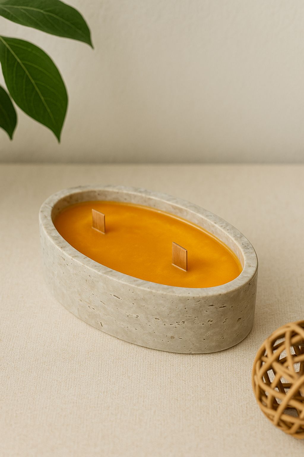 Travertine Candle Vessel