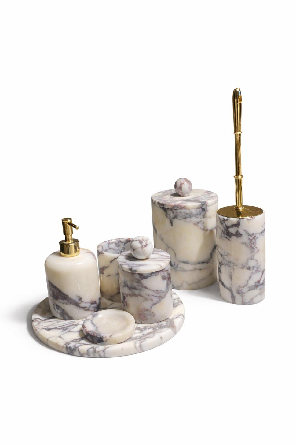 Calacatta Viola 7-Piece Bathroom Set with Toilet Brush