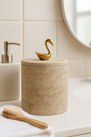 Switch Travertine Canister with Brass Topper – handcrafted natural stone, view 2 2 image