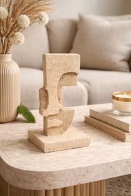 Abstract Travertine Face Sculpture