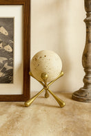 Switch Travertine Sphere on Brass Stand – handcrafted natural beige travertine, view 3 3 image