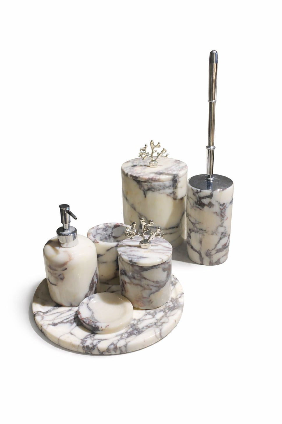 Calacatta Viola 7-Piece Bathroom Set with Toilet Brush