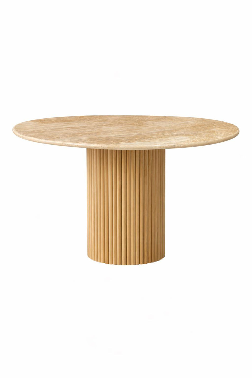 Round Travertine Table with Fluted Pedestal