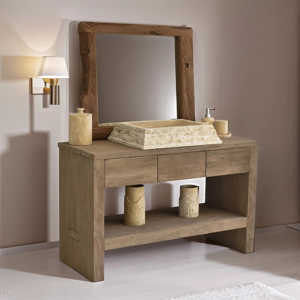 Rustic Bathroom Single or Double Sinks Vanity - Narrow Live Edge Wood