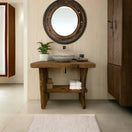 Zeige Bild Rustikale Badezimmerwaschtische - Schmaler Waschtisch aus Holz im Landhausstil mit natürlicher Kante 2