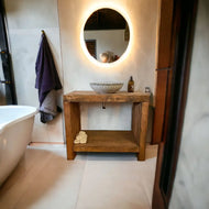 Rustic Bathroom Vanities - Narrow Live Edge Wood Vanity Furniture