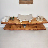 Rustic Bathroom Live Edge Vanities - Farmhouse Wood Slab Vanity